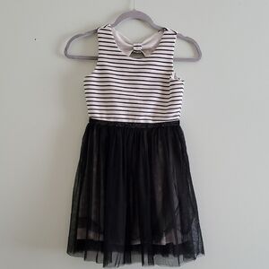 Three Hearts Black and White Striped Dress